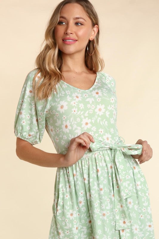 Sage Floral Dress