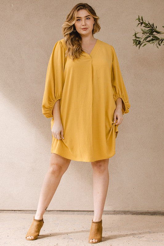 V-neck Solid Dress