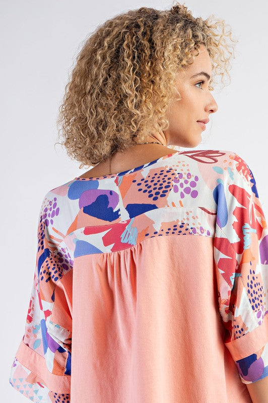 Coral Abstract Top