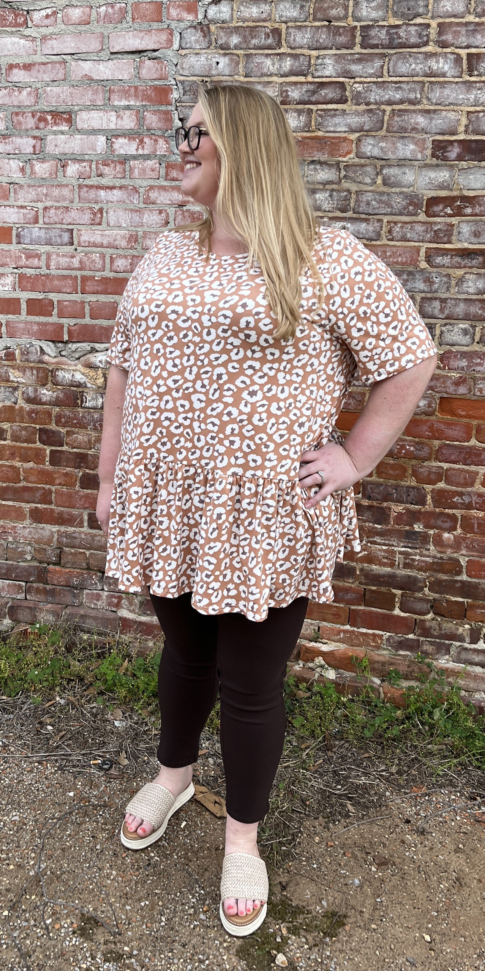 Cheetah Peplum Top