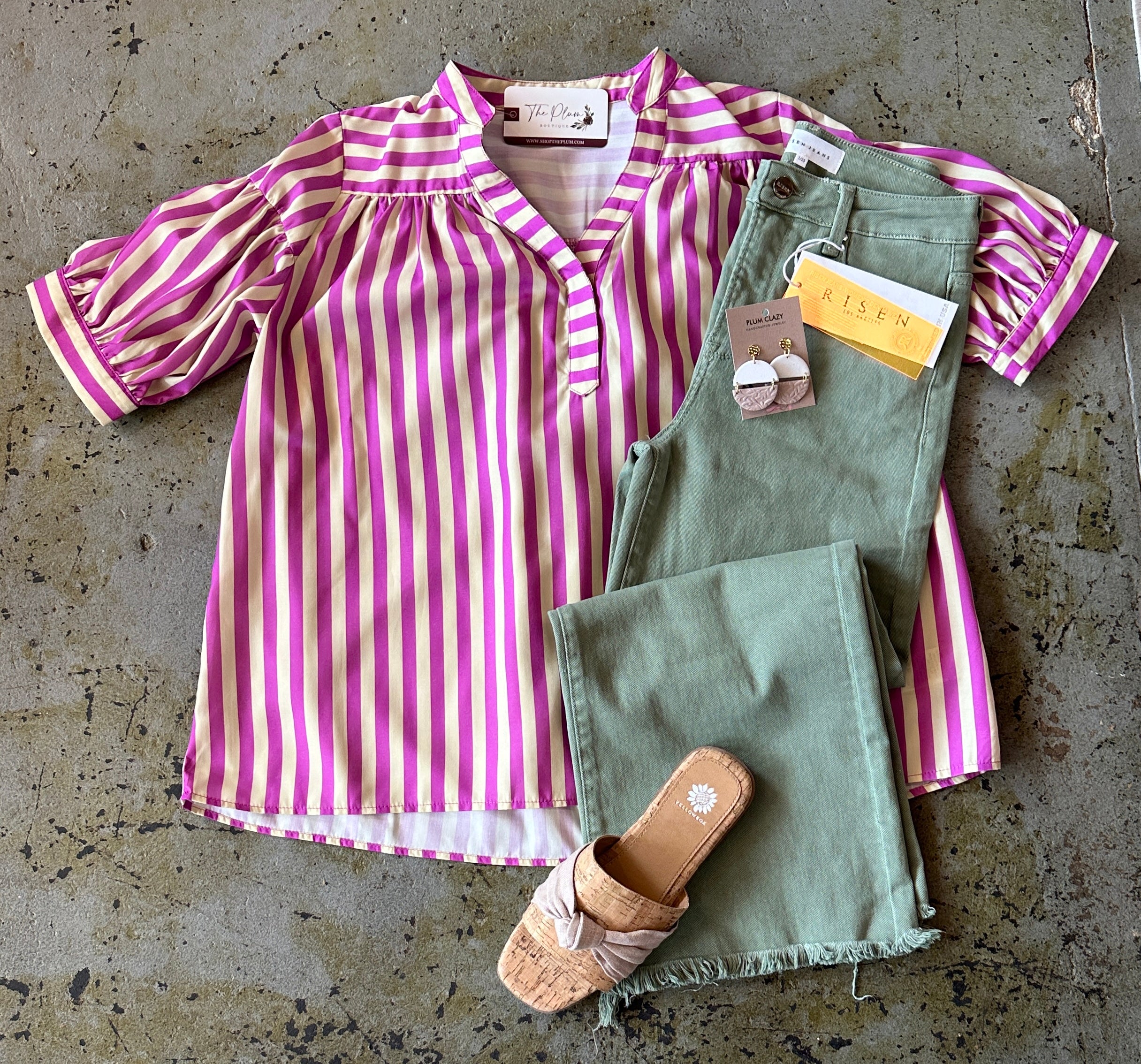 Magenta Striped Blouse