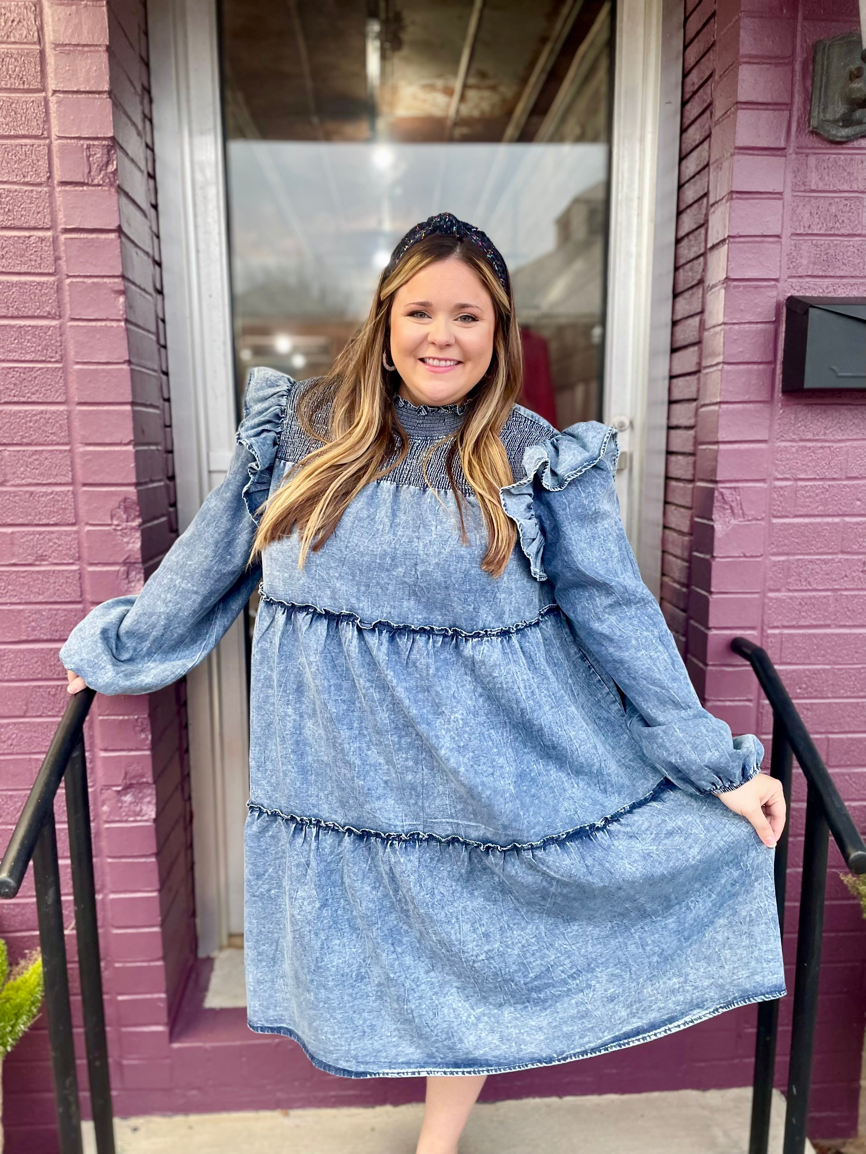 Denim Ruffled Dress