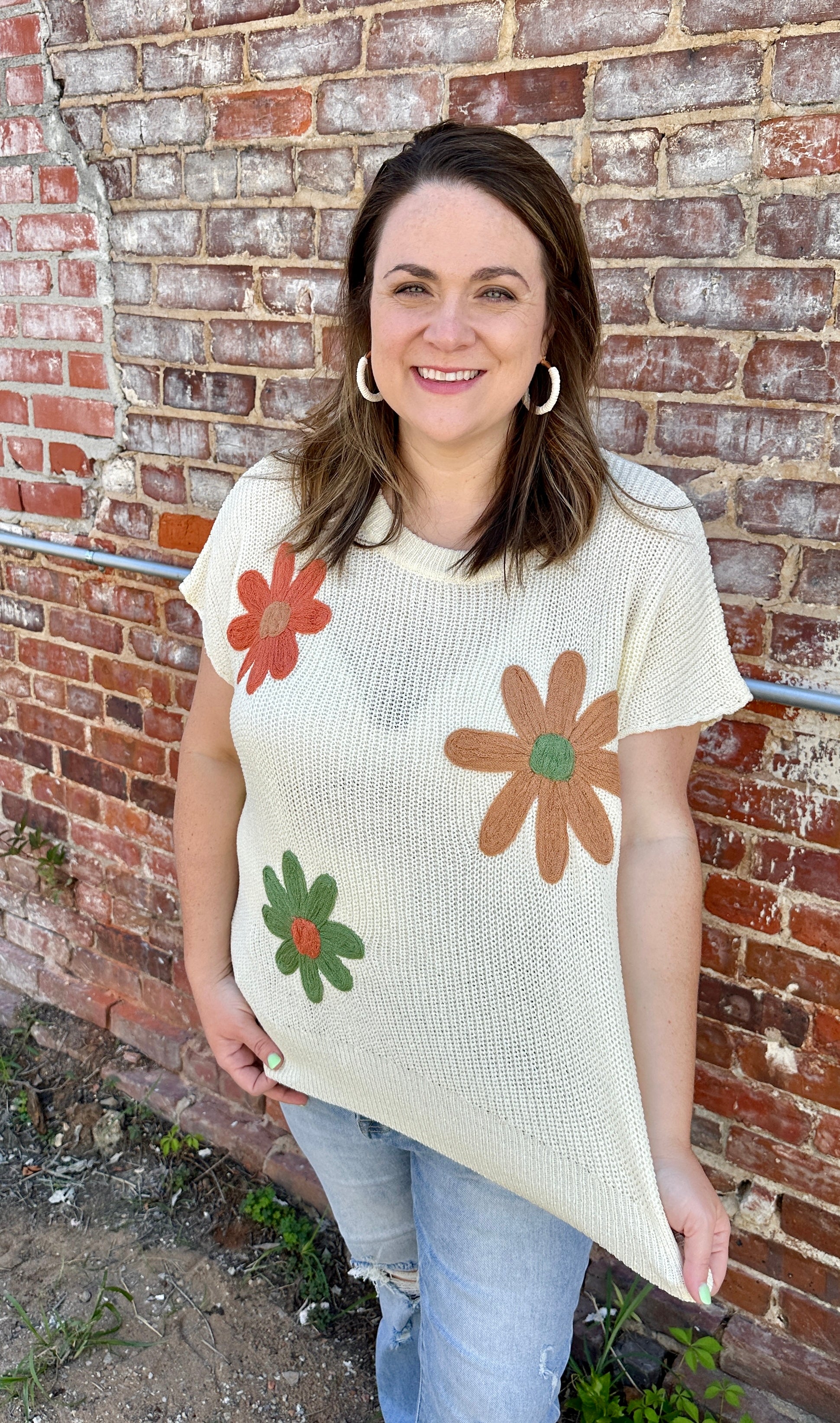 Flower Embroidered Sweater