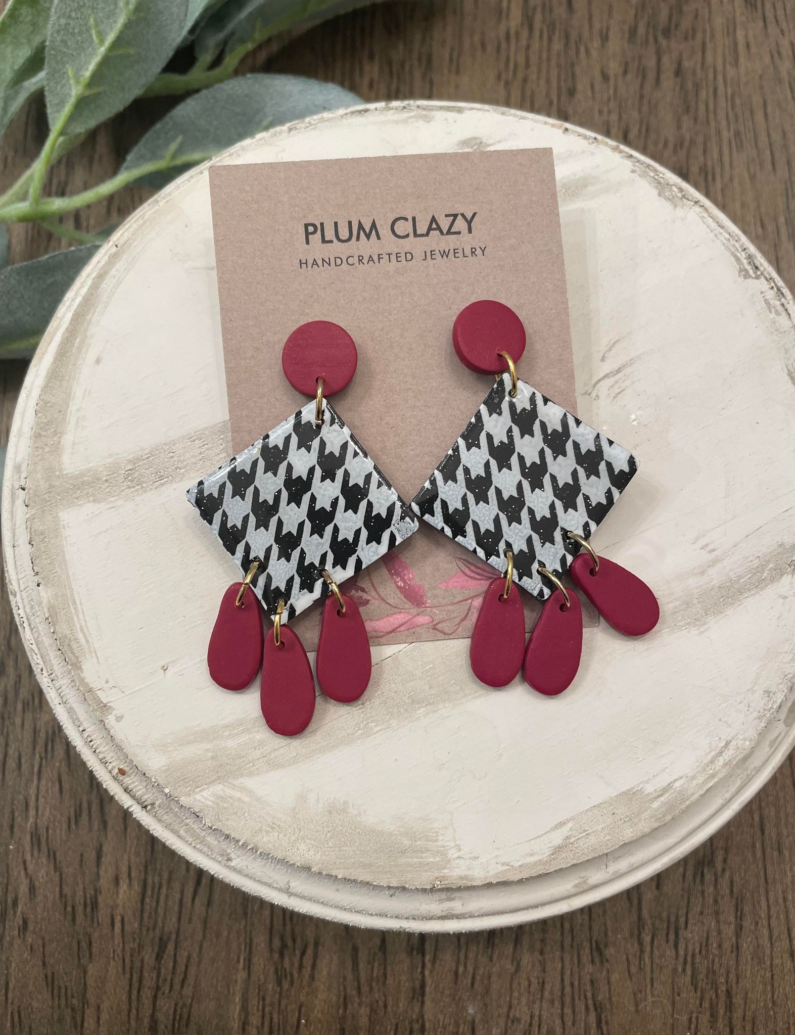 Houndstooth and Crimson Dangle